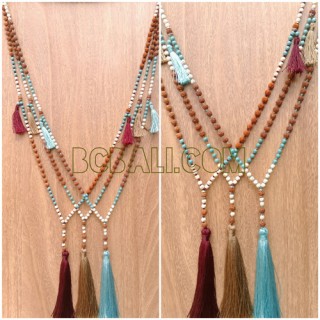 tree color tassel rudraksha bead handmade bali