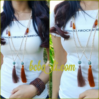 two color tassels single pendant beads long strand