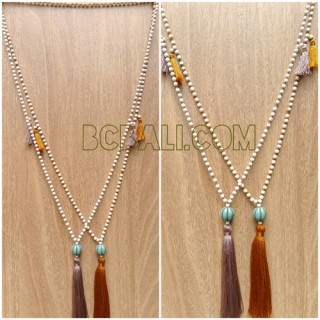 two color tassels single pendant beads long strand