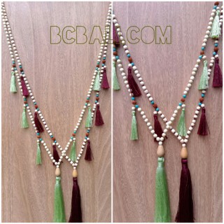 wooden beads mala tassels necklaces fashion 