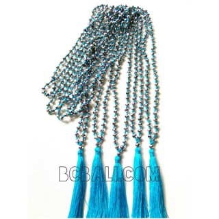 crystal beads necklaces tassels mono color bali design