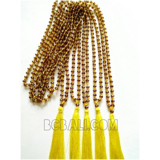 crystal beaded necklace tassel mono color