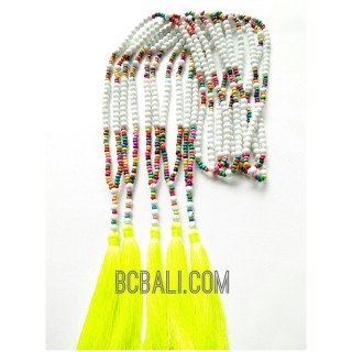 two color tassels necklaces beaded multi seeds 