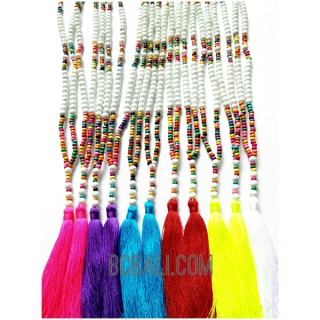 tassels necklaces beads multi color mix seed long