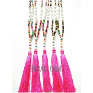 two color tassels necklaces beaded multi seeds 