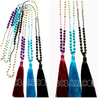 3color beads stone necklaces tassels bali