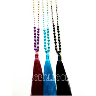 3color beads stone necklaces tassels bali