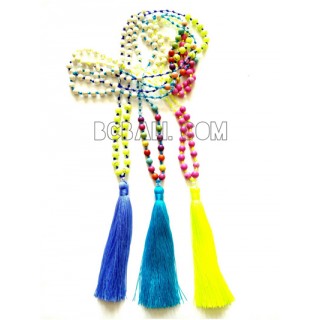 3color beaded original stone necklaces tassels bali