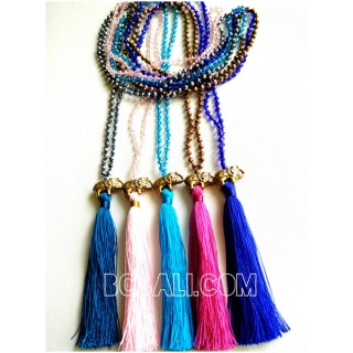 5color tassels necklace crystal beads pendant elephant