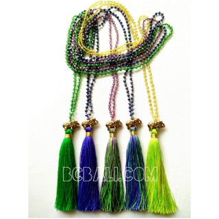 5color tassels necklaces crystal bead pendant elephant