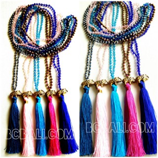 5color tassels necklace crystal beads pendant elephant