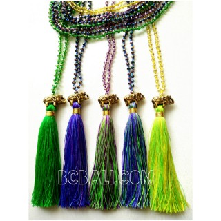 5color tassels necklaces crystal bead pendant elephant