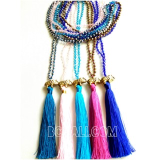 5color tassels necklace crystal beads pendant elephant