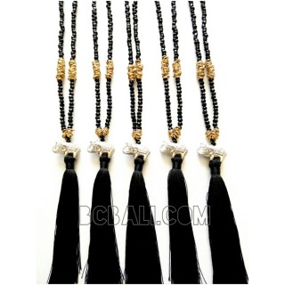 balinese bead necklace tassels charms elephant