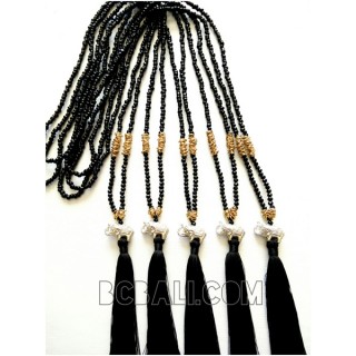 balinese bead necklace tassels charms elephant