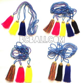 golden chrome tassel 5 color stone bead necklaces bali