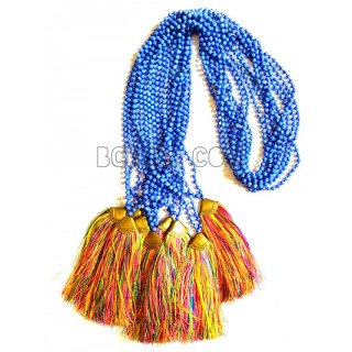 golden chrome tassel mix color stone bead necklaces