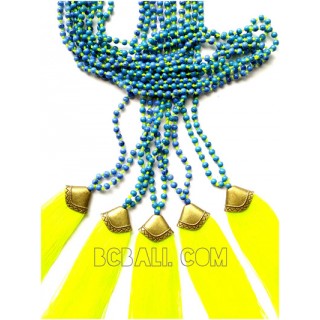 golden chrome tassel yellow stone bead necklaces