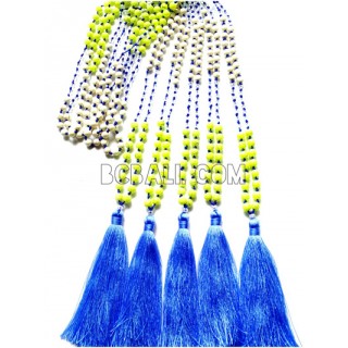 long necklaces tassels stone beads original blue