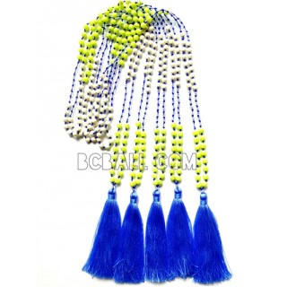 long necklaces tassels stone beads original blue