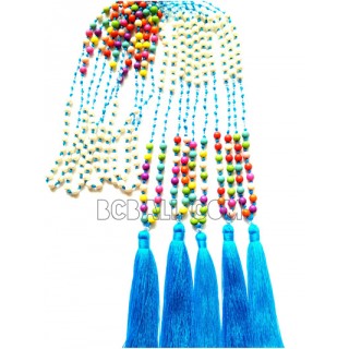 mix stone bead necklaces tassel turquoise long seed