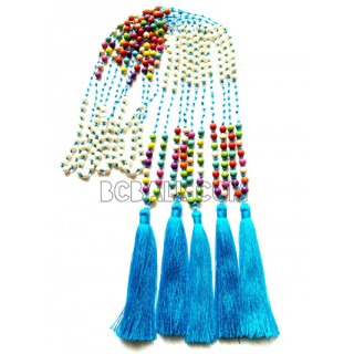 mix stone bead necklaces tassel turquoise long seed