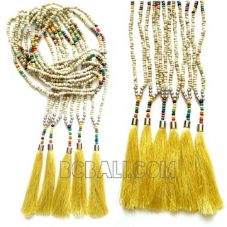 natural beaded necklaces tassels long strand handmade