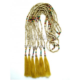 natural beaded necklaces tassels long strand handmade