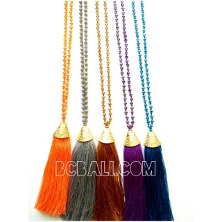 necklaces crystal bead pendant tassels handmade