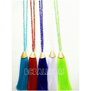 necklaces crystal beads tassels golden chrome