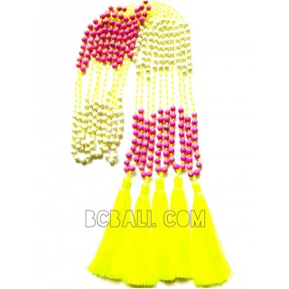 original stone bead tassel necklaces pendant long yellow