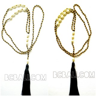 tassels necklaces pendant bead golden pearls