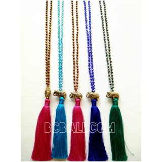 tassels necklaces crystal beads pendant elephant golden