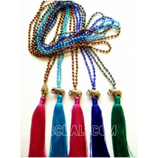 tassels necklaces crystal beads pendant elephant golden