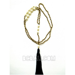 tassels necklaces pendant bead golden pearls