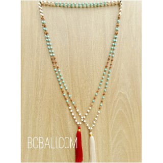 2color bali tassels necklaces beads stone rudraksha