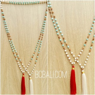 2color bali tassels necklaces beads stone rudraksha