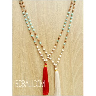 2color bali tassels necklaces beads stone rudraksha