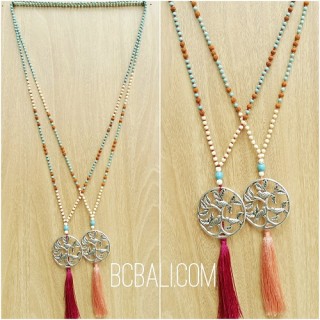 2color necklaces bronze silver beads rudraksha bead