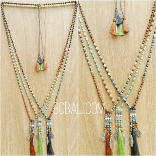 crystal beads tassels charms caps necklaces three color