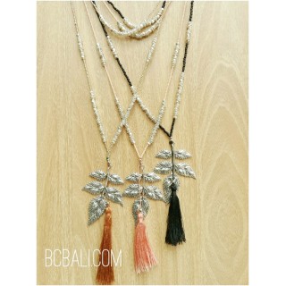 tassels pendant necklaces bronze caps beads bali