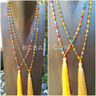 mix color ceramic beads necklace tassels 