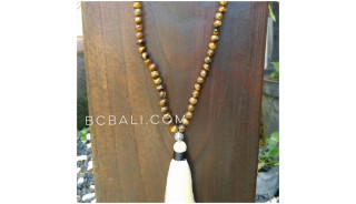 prayer necklaces tassels wooden beads organic