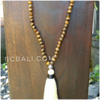 prayer necklaces tassels wooden beads organic