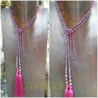 long strand necklaces tassels beads double mono color