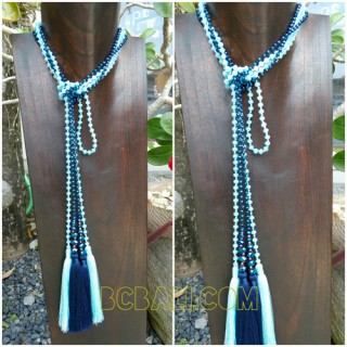 single strand long seed beads tassels necklaces crystal