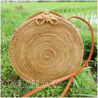 circle bag ata grass hand woven flower strap handmade