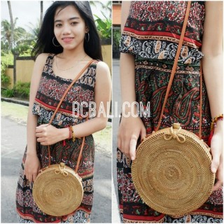 circle bag ata grass hand woven flower strap handmade