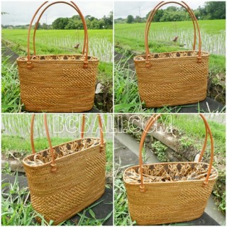 handbags ata grass rattan handle leather handmade bali