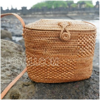 ladies handbag made from ata grass straw leather long bali indonesia